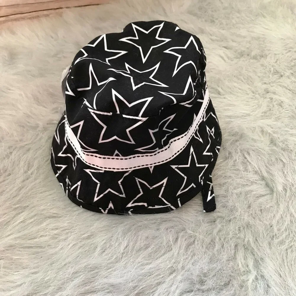 Old Navy Girls Boys Swim Hat Size 6-12‎ Months Black White Stars Bucket NEW